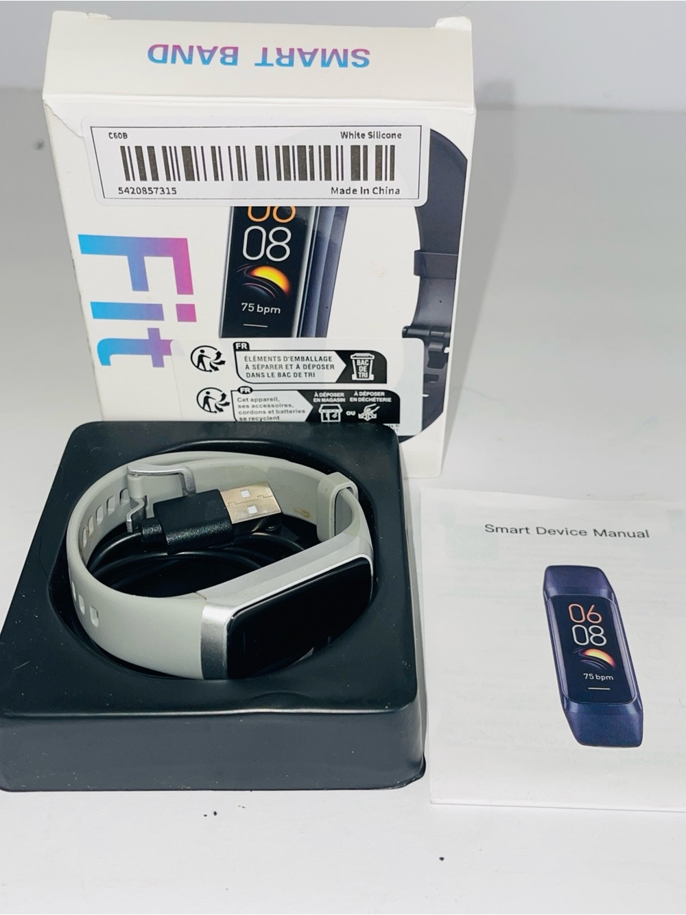 Keep Health C60 Smart Band & Activity Tracker (White / Light Grey